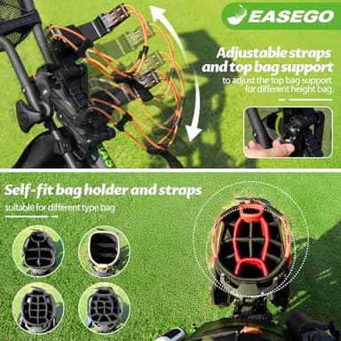 EASEGO Golf Push Cart 3 Wheel : Golf Bag Cart Foldable with Phone/Cup/Umbrella Holder Compact Golf Pull Carts Quick Fold Golf Caddy Push Carts with Large Wheelbase for Different Terrain (orange color) - Image 8