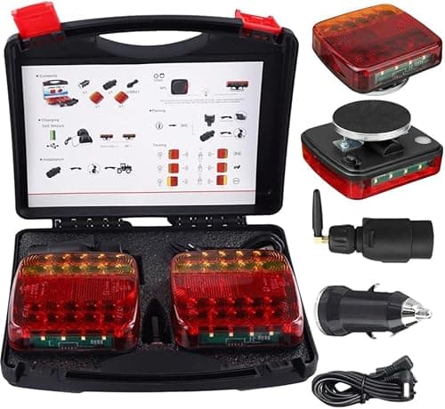 wartleves Wireless Trailer Lights Magnetic,Wireless Trailer Lights,2025 New Led Wireless Tail Lights for Trailer,Rechargeable Towing Light Kit with Powerful Suction Base for Trucks,Boat,RV,Vehicle - Image 1