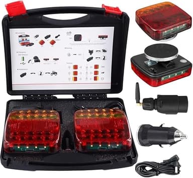 wartleves Wireless Trailer Lights Magnetic,Wireless Trailer Lights,2025 New Led Wireless Tail Lights for Trailer,Rechargeable Towing Light Kit with Powerful Suction Base for Trucks,Boat,RV,Vehicle - Image 1