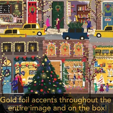 Galison Winter Lights Foil Puzzle 500 Pieces – Holiday Jigsaw Puzzle Featuring Festive City Scene by Joy Laforme – Thick, Sturdy Pieces Challenging Family Activity Great Gift Idea - Image 5