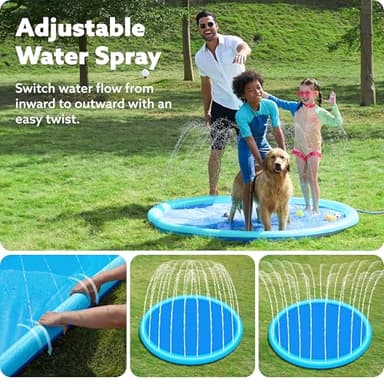 SLOOSH 72" Non-Slip Splash Pad Sprinkler - Outdoor Water Toys Play Mat for Toddlers Kids Dogs, Outside Thickened Sprinkler Pool Party Durable Backyard Fountain for Girls Boys Pets (72in, Blue) - Image 2