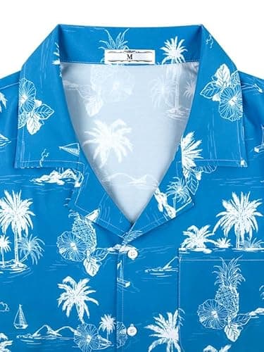 Men's Short Sleeve Hawaiian Shirt Quick Dry Loose Fit, Floral Print Tropical Cruise Beach Button Down Graffiti Aloha - Image 3