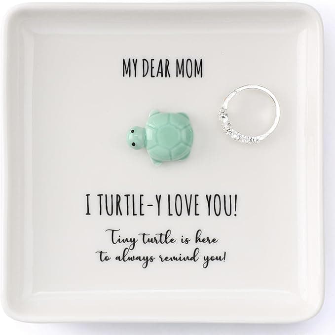 HOME SMILE Turtle Jewelry Dish Tray-Mom Gifts from Daughter Son,Birthday Mothers Day Gifts for Mom Mother Mama Presents,I Turtley Love You Gifts - Image 1