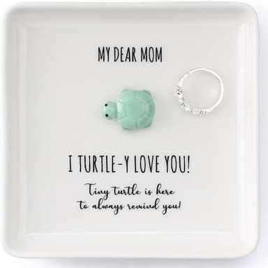HOME SMILE Turtle Jewelry Dish Tray-Mom Gifts from Daughter Son,Birthday Mothers Day Gifts for Mom Mother Mama Presents,I Turtley Love You Gifts - Image 1