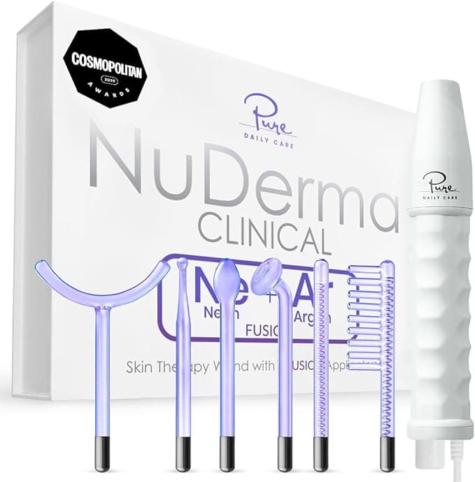 Pure Daily Care NuDerma Clinical Portable Skin Therapy Wand, Machine with 6 Fusion Neon + Argon Wands – Anti Aging - Clarifying - Skin Tightening & Radiance - Wrinkle Reducing - Image 1