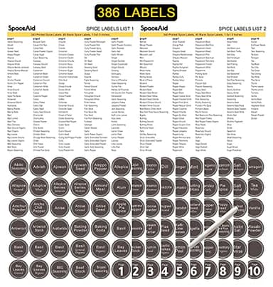 SpaceAid Spice Rack Organizer with 20 Spice Jars, 386 Spice Labels, Chalk Marker and Funnel Set for Cabinet, Countertop, Pantry, Cupboard or Door & Wall Mount - 20 Jars, 9.8" W × 10.8“H, Black - Image 6