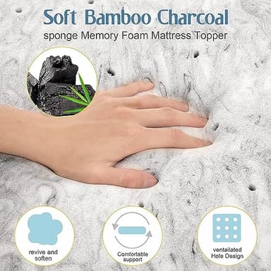 BedsPick 2 Inch Mattress Topper Twin XL Memory Foam, Mattresses Pad Extra Long Twin Charcoal Infused, Soft College Dorm Bed Toppers, CertiPUR-US and Oeko-Tex Standard 100 Certified - Image 2