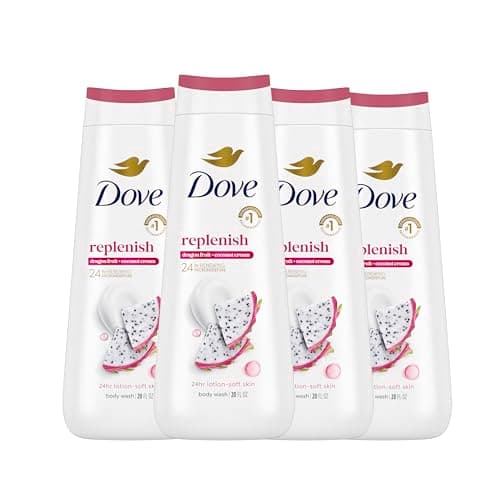Dove Body Wash 4 Count for 24hr Lotion-Soft Skin Replenish Dragon Fruit and Coconut Cream Moisturizing Skin Cleanser with No Sulfates No Parabens - Image 1
