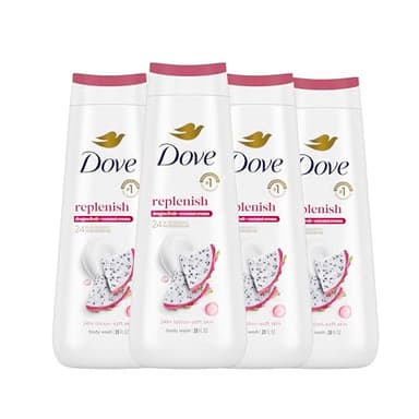 Dove Body Wash 4 Count for 24hr Lotion-Soft Skin Replenish Dragon Fruit and Coconut Cream Moisturizing Skin Cleanser with No Sulfates No Parabens - Image 1