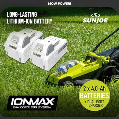 Sun Joe 24 Volt 17 Inch Mulching Walk Behind Lawn Mower with 11 Gallon Grass Catcher, 6 Position Height Adjustment, Battery and Charger, 24V-X2-17LM - Image 8