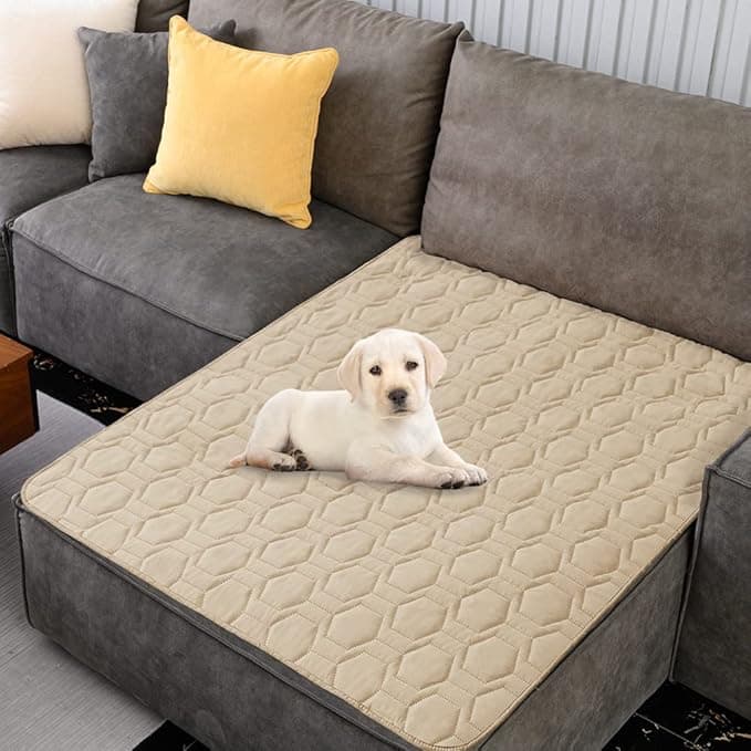 Waterproof and Non-Slip Dog Bed Cover and Pet Blanket Sofa Pet Bed Mat ，car Incontinence Mattress Protectors Furniture Couch Cover for Most Cats Dogs, Pets（40x50-Beige） - Image 1