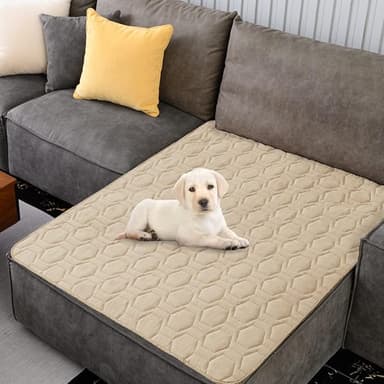 Waterproof and Non-Slip Dog Bed Cover and Pet Blanket Sofa Pet Bed Mat ，car Incontinence Mattress Protectors Furniture Couch Cover for Most Cats Dogs, Pets（40x50-Beige） - Image 1