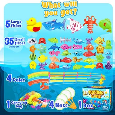 Goody King Magnetic Fishing Game Pool Toys for Kids - Bath Outdoor Indoor Carnival Party Water Table Toys Fish for Kids Age 3 4 5 6 Years Old 2 Players Gift (Large) - Image 2