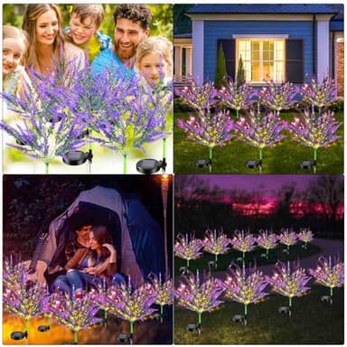 AMARS Garden Solar Lights Outdoor, Waterproof Purple Solar Powered Lavenders Flowers, 2 Lighting Modes, Warm White, Decorative Outside Decor for Pathway, Yard, Porch, Lawn, Party - Image 7