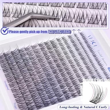 Natural Lash Clusters Wispy Cluster Eyelash Extensions 168pcs Individual Lashes 8-16mm C-Curly DIY Lash Extension Natural Look Soft Thin Band Cluster Lashes by ALICE - Image 4