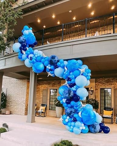 Bezente Blue Balloons Set,60pcs 12 inch Metallic Blue Pearl Blue Navy Blue Pastel Blue Latex Balloons Kit for Birthday,Baby Shower,Wedding,Graduation Party Decorations - Image 5