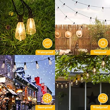 Brightever LED Outdoor String Lights 100FT Patio Lights with 52 Shatterproof ST38 Vintage Edison Bulbs, Outside Hanging Light Waterproof for Porch, Deck, Garden, Backyard, Balcony, Dimmable 2700K - Image 5