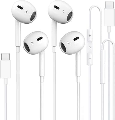 2 Pack-USB C Headphones Wired for iPhone 16/15, Type C Earphones with Microphone & Remote Noise Cancelling Earbuds for iPhone 15 Pro Max, iPad, Galaxy S23/S22/S21/S20/Ultra Note 10/20, Pixel 7/6/5/4 - Image 1