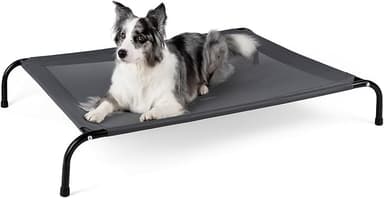 50" Lx32 Wx8 H Cooling Elevated Dog Bed for Large Dogs with Non-Slip Floor Protectors & Breathable Mesh, Raised Indoor & Outdoor Dog Cot Pet Hammock, Grey - Image 1
