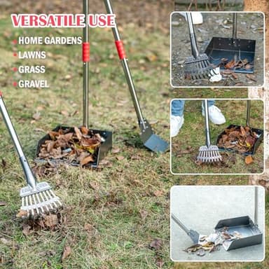 FUSBUNTY Dog Pooper Scooper Set, Pooper Scooper for Dog, Heavy Duty Stainless Steel Rake with Extra Large Tray & Spade No Bending Clean Up for Pet Waste Removal, for Grass, Dirt Or Gravel. - Image 6