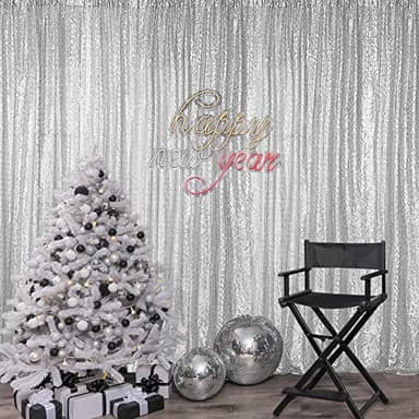 Hahuho Silver Sequin Backdrop Curtain, 4PCS 2FTx8FT Glitter Backdrop Curtain for Parties, Christmas, Wedding, Party Decoration（4 Panels, 2FT x 8FT, Silver - Image 4