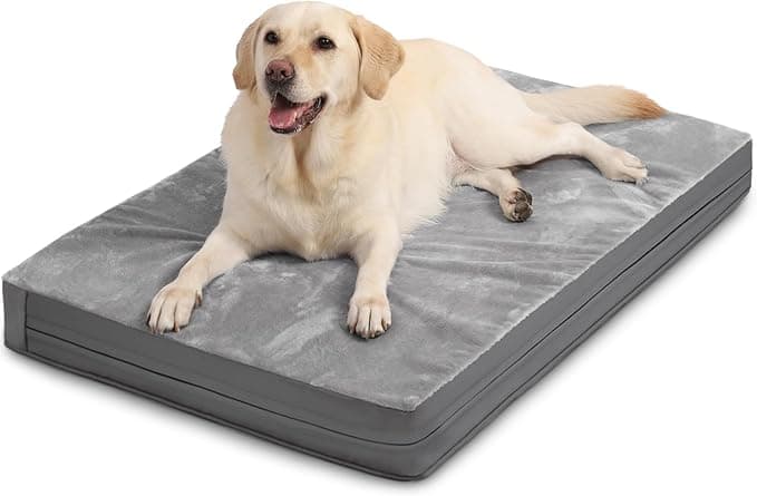 Waterproof XL Dog Beds Large Sized Dog, Outdoor Orthopedic Washable Crate Pad 42 inch, Extra Large Foam Pet Bed with Durable Removable Cover Reversible, XLarge Anti-Slip Kennel Pads, 41"x27", Gray - Image 1
