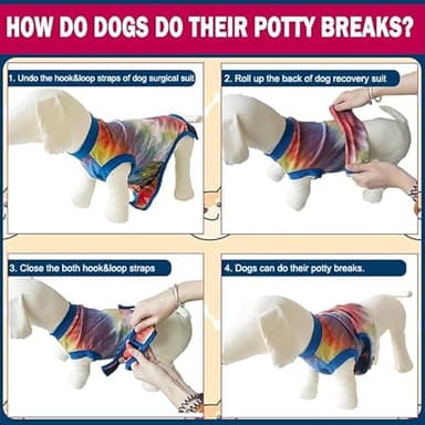 Uadonile Dog Surgery Recovery Suit for Male Female, Spay Neuter Cone Alternative Surgical Onesie, Tie-dye Blue, M - Image 5