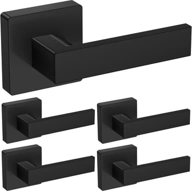 TICONN Dummy Door Handle, Heavy Duty Reversible Square Dummy Door Lever for Indoor, Bedroom, Closet (5 Pack, Rear Mount, Matte Black - Image 2