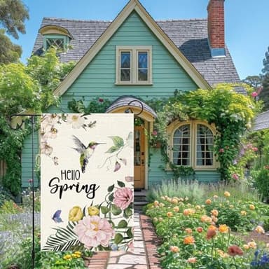 Wonderful spring Hummingbird Garden Flag 12x18 Inch Burlap Double Sided Seasonal Colorful Floral Outdoor Home Yard Lawn Rustic Farmhouse Flags Decorations - Image 9