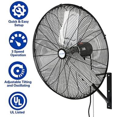 BILT HARD 6500 CFM 24in. High Velocity Industrial Wall Mounted Fan, 3-Speed Oscillating Heavy Duty Air Circulator for Commercial Use, Garage, Warehouse, Factory and Jobsite - UL Listed - Image 4
