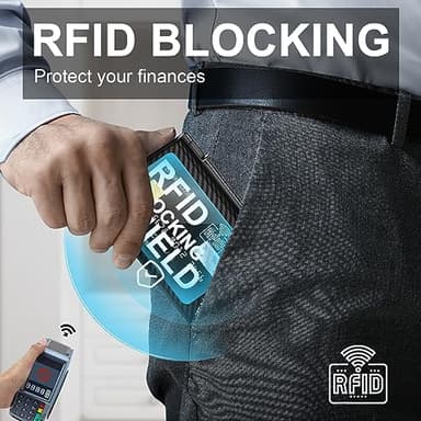 GAOCHALE Wallet for Men Pop up Card Holder, Smart, Slim, Minimalist Design for Front Pocket, Premium RFID Blocking, 10-14 Card Capacity | ID Window | Cash Slot(Carbon) - Image 6