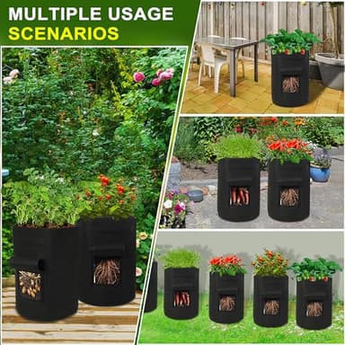 SORANGEUN 2-Pack 15-Gallon Grow Bags with 2 Flaps and Reinforced Handles,Non-Woven Potato Grow Bags, Heavy-Duty Thickened Aeration Fabric Pots for Potatoes, Tomatoes, Flowers, and Vegetables - Image 7