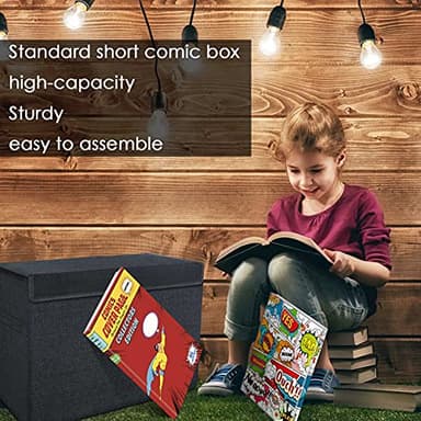 Leffis Comic Book Storage, Box 15.5" X 7.5" X 11.3", Collapsible Comic Short Box with Lids Holds 150 Comics Heavy Duty Comic Book Bin Container (1 pack, black) - Image 7