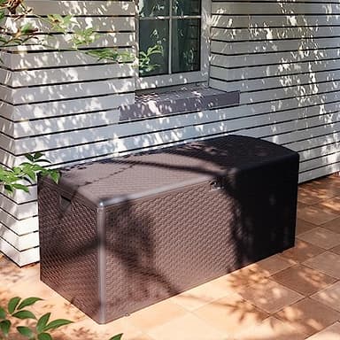 Amazon Basics Outdoor Patio Storage Box 150 Gallon Deck Box, Waterproof and Weather-resistant, Furniture Cushions Garden Tools, Brown - Image 9