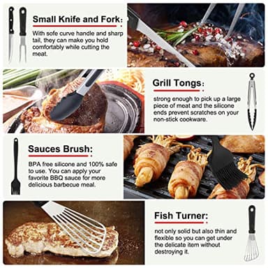 Griddle Accessories Kit, 135 Pcs Griddle Grill Tools Set for Blackstone and Camp Chef, Professional Grill BBQ Spatula Set with Basting Cover, Spatula, Scraper, Bottle, Tongs, Egg Ring - Image 6