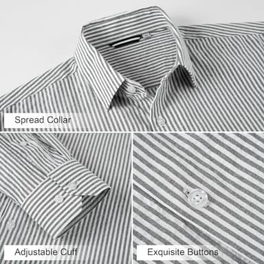 Esabel.C Seersucker Mens Dress Shirts Striped Cotton Casual Business Button Down Shirts for Men,Black,S - Image 4