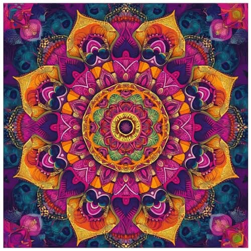 Purple Mandala Wooden Puzzles, 500 Pieces Jigsaw Puzzles 15.9'' x15.9'', Unique Design Liberty Wooden Puzzles for Adults and Kids, Family Game Gift Royal Size - Image 1