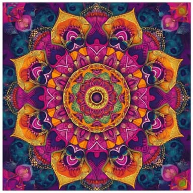 Purple Mandala Wooden Puzzles, 500 Pieces Jigsaw Puzzles 15.9'' x15.9'', Unique Design Liberty Wooden Puzzles for Adults and Kids, Family Game Gift Royal Size - Image 1