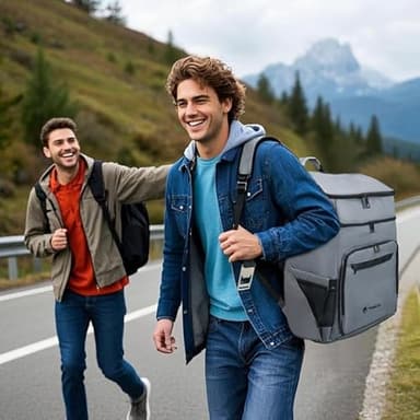 Terrete Cooler Backpack, 30 Cans Backpack Coolers Insulated Leak Proof, Large Double Deck Cooler Backpack for Travel, Camping, Picnic - Grey - Image 7