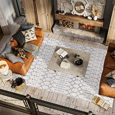 JONATHAN Y Boho Vintage Diamond Cream/Gray Indoor Area Rug 8X10 ft, Moroccan Hype for Living Room, Bedroom, Kitchen, Office, Easy-Cleaning, High Traffic, Pet-Friendly, Non-Shedding (MOH101B-8) - Image 5