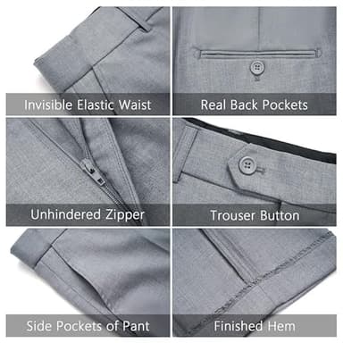 MAGE MALE Mens 2 Piece Suit Slim Fit Solid Wedding Prom Tuxedo Suit with One Button Notch Lapel Blazer and Pants Light Grey - Image 4