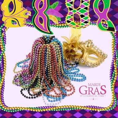 72 PCS Mardi Gras Beads Bulk, 33 Inch 12 Colors Party Beads for Mardi Gras, Christmas, St. Patrick's Day, Beads Party Favors, Throw Beads in 12 Shiny Metallic Colors - Image 5