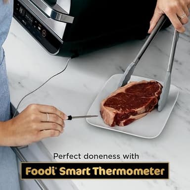 Ninja | Indoor Grill and Air Fryer| Foodi Smart XL | 6-in-1 Grill, Air Fry, Roast, Bake, Broil, Dehydrate & Crisp |Smart Thermometer & Splatter Shield | Dishwasher Safe Parts | Black/Silver | FG551 - Image 3