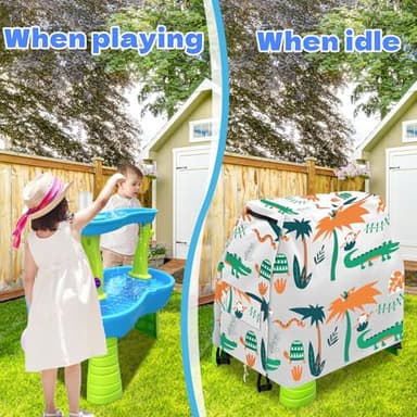 Intoypad Kids Water Table Cover for Step2 Rain Showers Water Table Accessories, Outdoor Toys Waterproof Sunshade Dust Cover for Toddlers 1-3 Outdside Step 2 Watertable Toys for Kids Ages 3-5 - Image 7