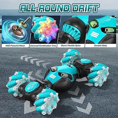 Axirata Gesture Sensing RC Stunt Car with Lights & Music for Kids 6-12 Year Old 4WD 2.4GHz Hand Controlled Remote Control Car 360° Rotation Off-Road Toy Car Gift for Boys Girls - Image 5