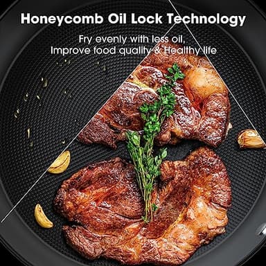 imarku Frying Pan Set - 10 &12inch Pot Set with Removable Handle Honeycomb Cast Iron Skillets, Large Frying Pans Nonstick Dishwasher Safe, Oven Safe Kitchen Pans for Cooking, Best Gifts for Women/Men - Image 2