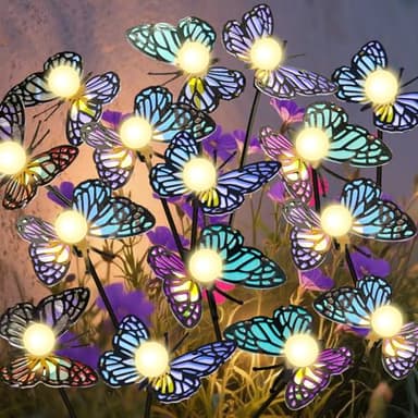 ZFNN Solar Garden Lights, 2 Pack Butterfly Garden Decor Outdoor Waterproof, Swaying Outdoor Lights for Outside Garden Yard Lawn Patio Balcony, Gardening Gifts for Women Mother Day Mom - Image 5
