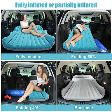 KMZ SUV Air Mattress Double-Sided Car Mattress Camping Bed Inflatable Bed with Electric Pump for SUV Trunk and Rear Seat - Gray and Blue (Without Pillows) - Image 5