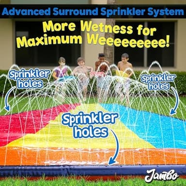 JAMBO 25Ft Premium XXL Slip Splash and Slide with 3 Bodyboards, Heavy Duty Water Slide- Advanced 3-Way Sprinkler System, Splash Mat Splash Pad Backyard Waterslide Outdoor Water Toys n Slides for Kids - Image 4