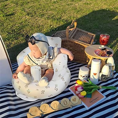 EKEPE Inflatable Baby Seat for Babies 3 Months & Up, Baby Floor Seats for Sitting Up, Baby Seats for Infants, Blow Up Baby Chair with Built in Air Pump - Bear - Image 2